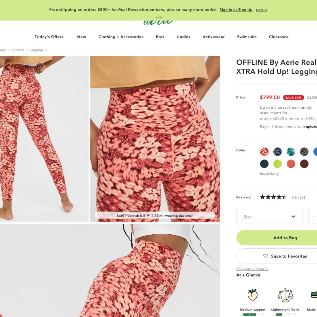 Aerie Offline Real Me Xtra Tight Leggings - Royal Berry - Size X-Small Long (Xs)